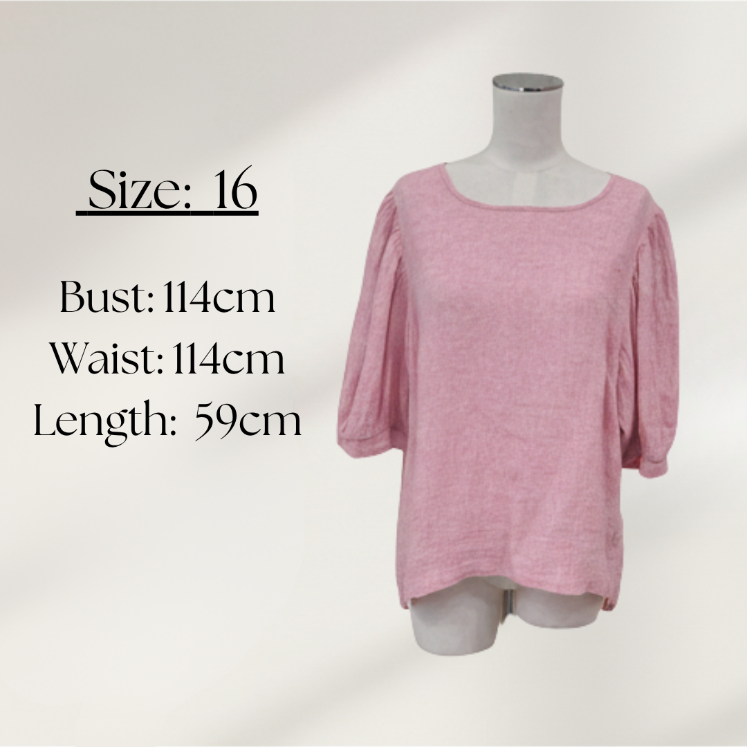 Whitemouse - Pink Linen Top - Size 16 - Size Chart