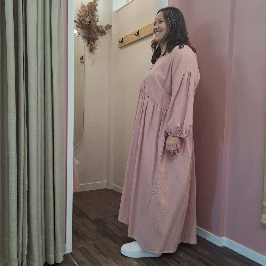 Wicker & Co - Dusty Pink V Neck Maxi - Size M/L (12-14)