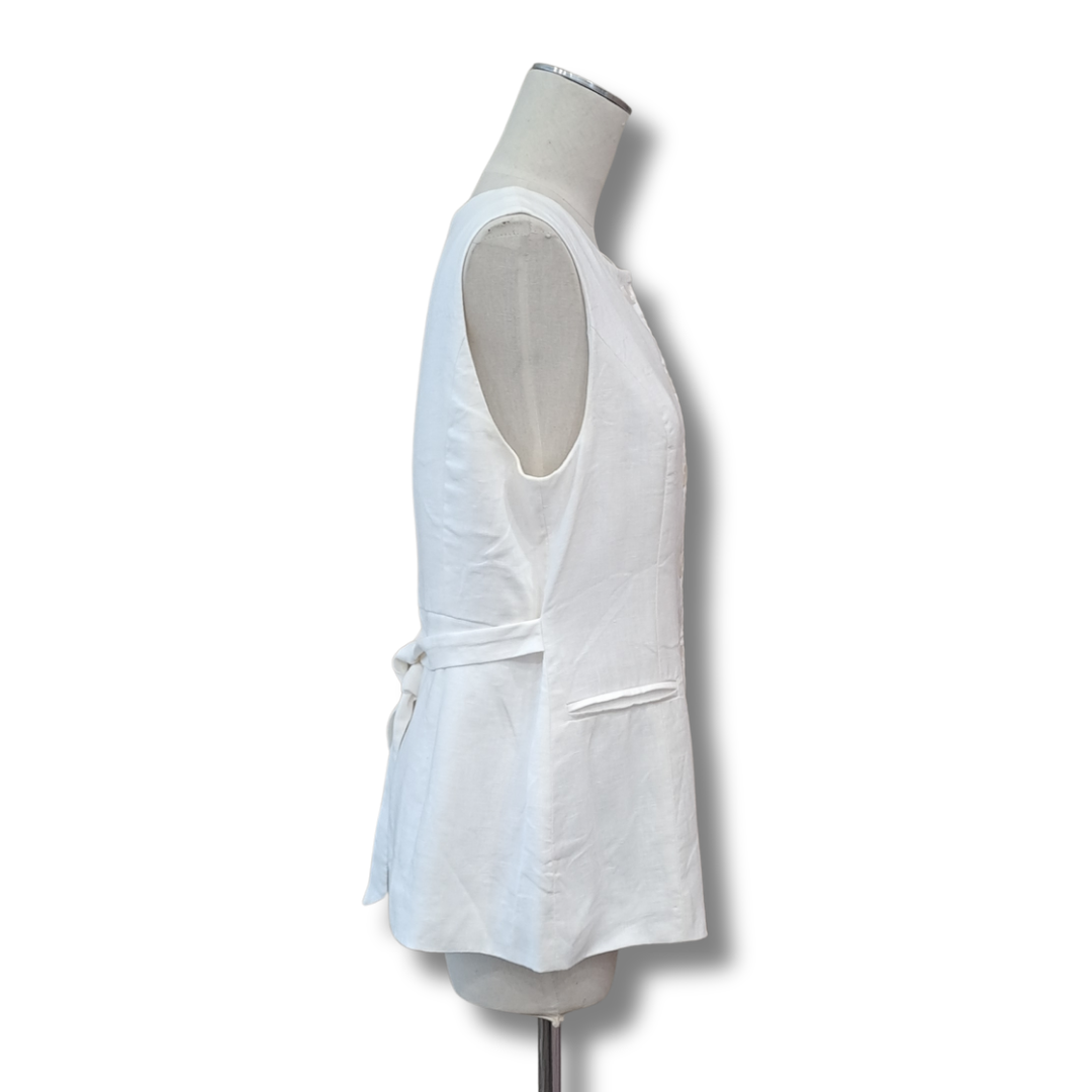 Dissh - Alessia White Linen Vest - Size 10