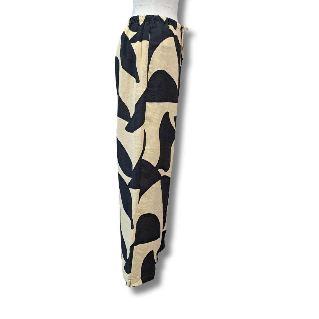 Seed - Abstract Wide Leg Linen Pant - Size 10