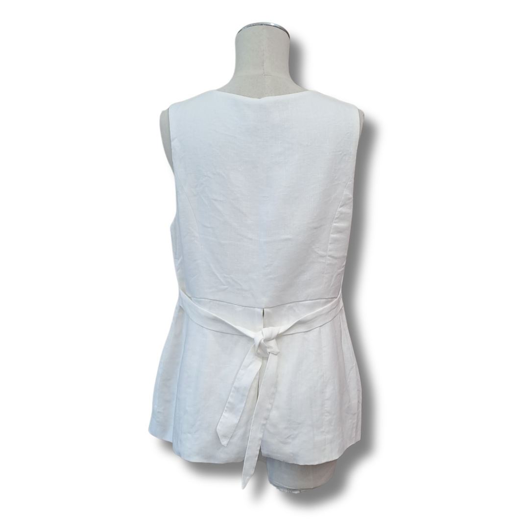 Dissh - Alessia White Linen Vest - Size 10