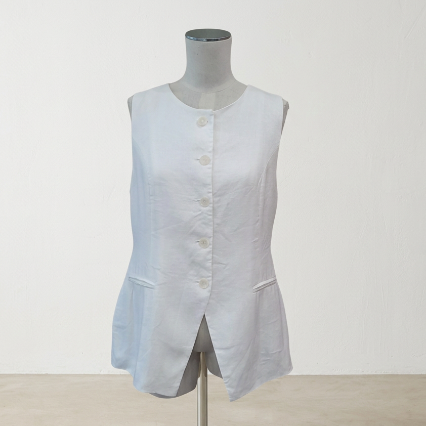Dissh - Alessia White Linen Vest - Size 10