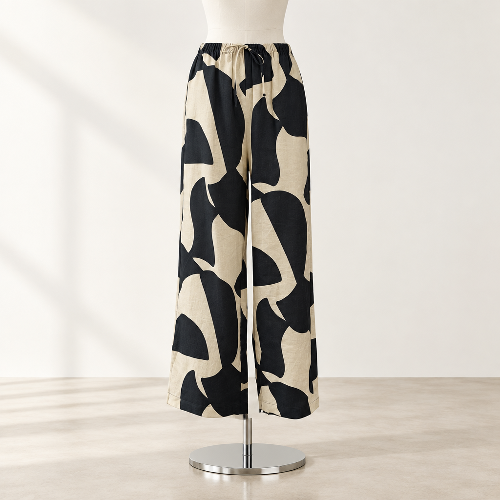Seed - Abstract Wide Leg Linen Pant - Size 10
