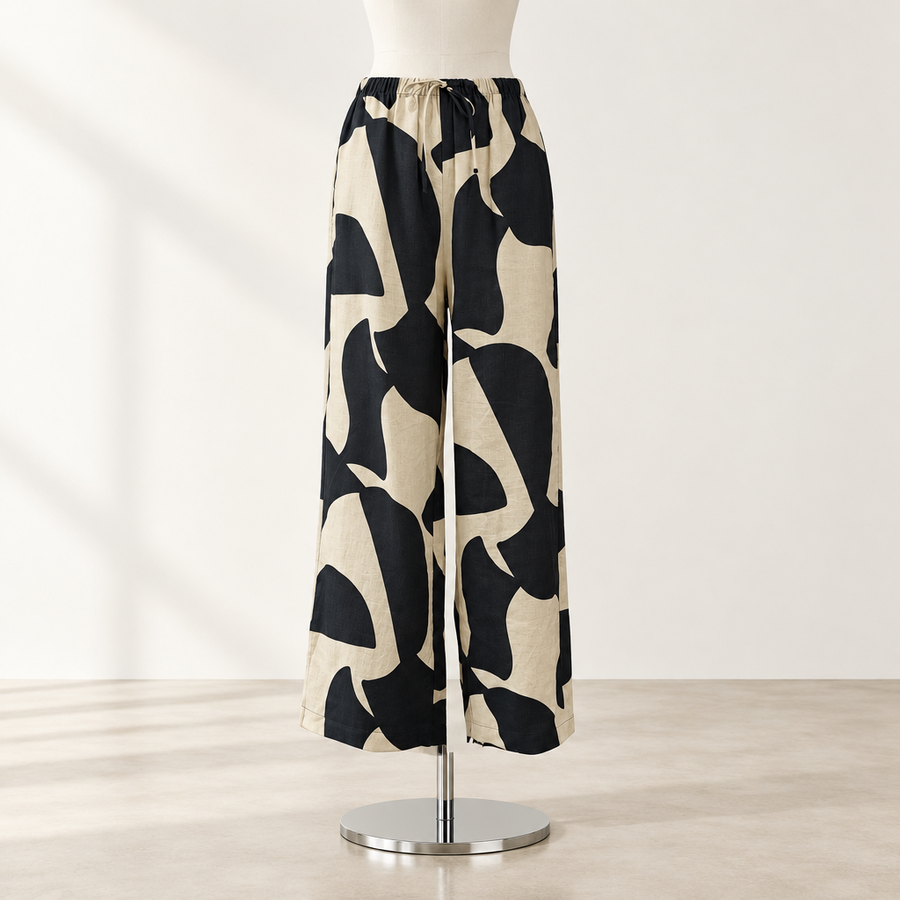 Seed - Abstract Wide Leg Linen Pant - Size 10