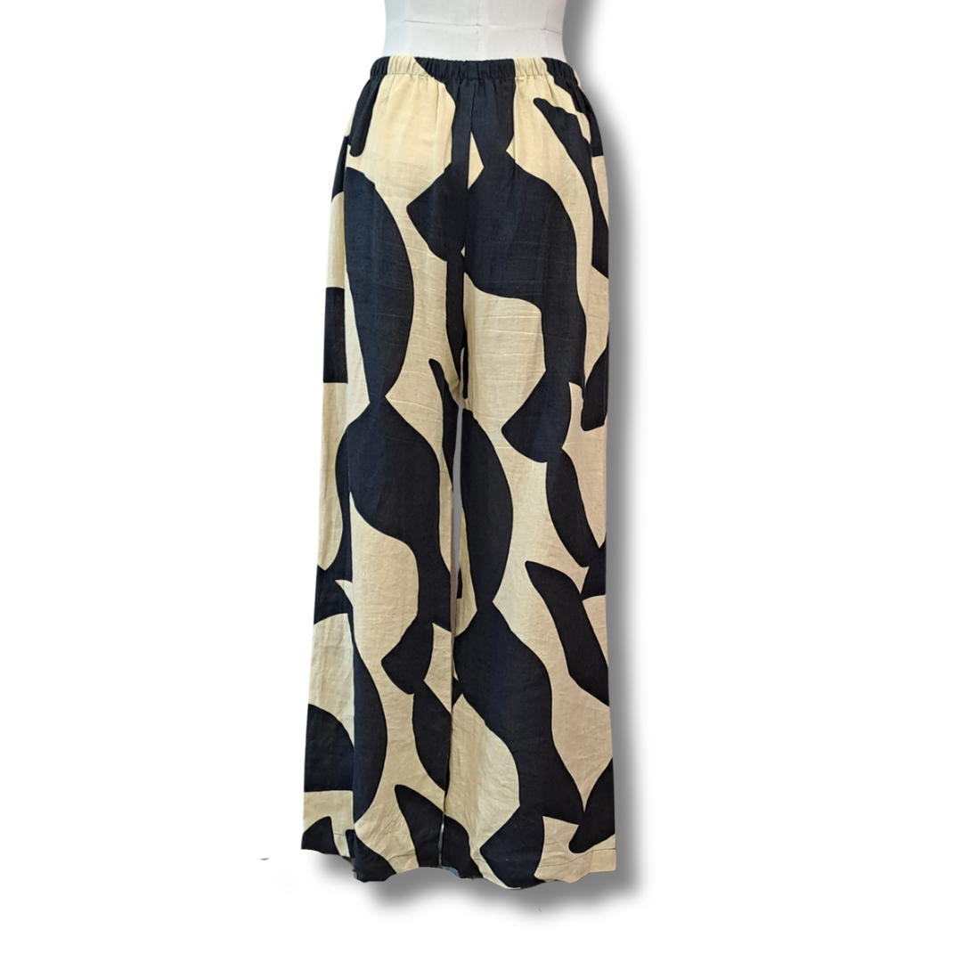 Seed - Abstract Wide Leg Linen Pant - Size 10